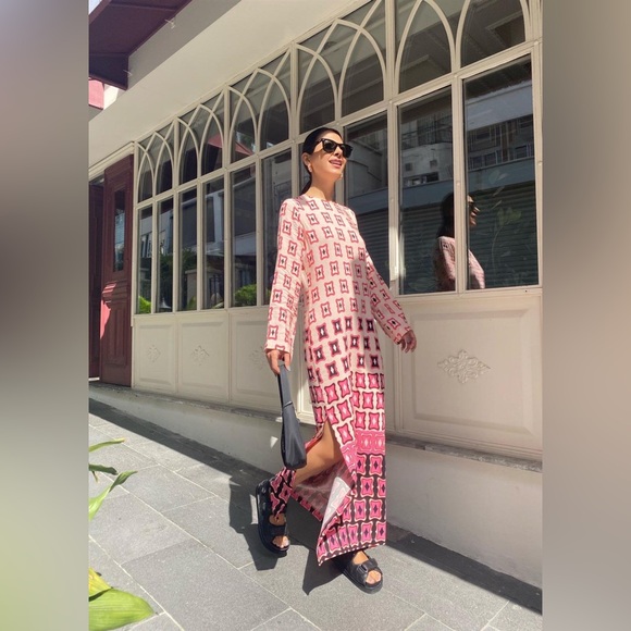ZARA PINK GEOMETRIC PIRINT MAXI DRESS BLOGGER FAV - Picture 16 of 16